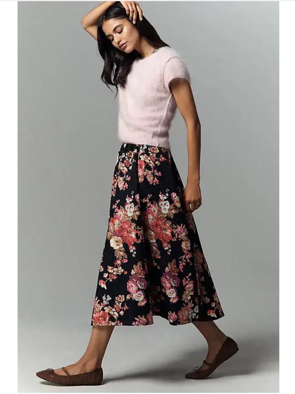 Anthropologie Maeve The Jacie Floral Jacquard Modi skirt. Size : Large